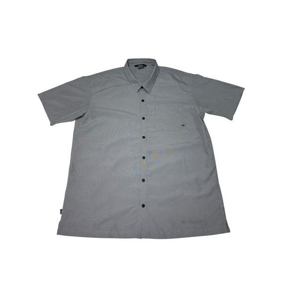 O'Neill Men's XL Gray Micro Check Short Sleeve Button Down Shirt - Picture 1 of 9